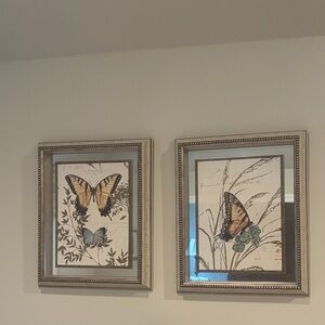 Elegant Butterfly Wall Art Set - Brown and Cream